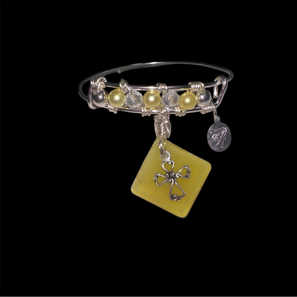 Cross Pendant Bangle Bracelet - image 5